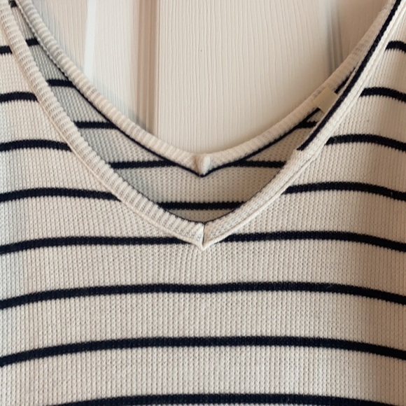 WinWin Cold Shoulder Dress White with Navy Stripes - Picture 7 of 7